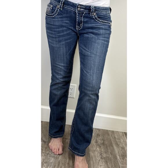 Miss Me Bling Pocket Bootcut Y2K Inspired Jeans Western Glam Cowgirl Denim sz 30 - Picture 4 of 16